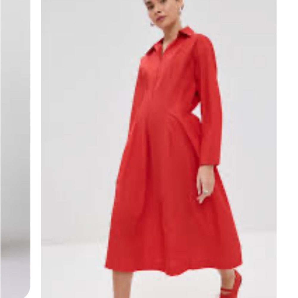 Marni NWT Cotton Midi Dress Vibrant Red Long Sleeve Size M - Picture 5 of 15